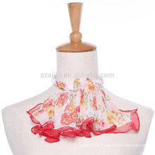 Cachecol de seda de chiffon de seda quadrado de poliéster de impressão floral moda